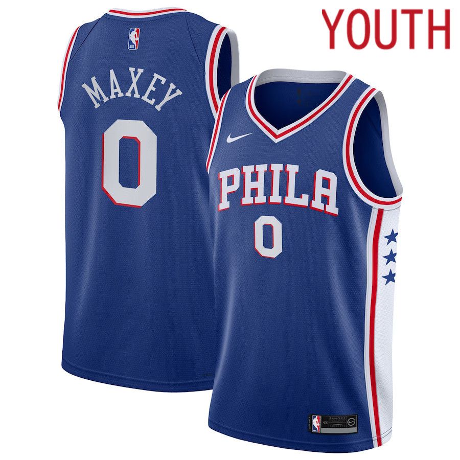 Youth Philadelphia 76ers 0 Tyrese Maxey Nike Royal Swingman NBA Jersey